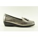 Women's leather anatomic moccasins by Veneti Q8862-210 PEWTER
